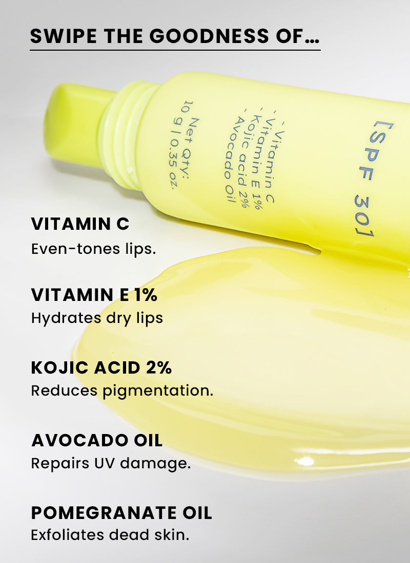 BRIGHTENING LIP BALM SPF30 - 2% KOJIC ACID, VITAMIN C & 1% VITAMIN E - 10G