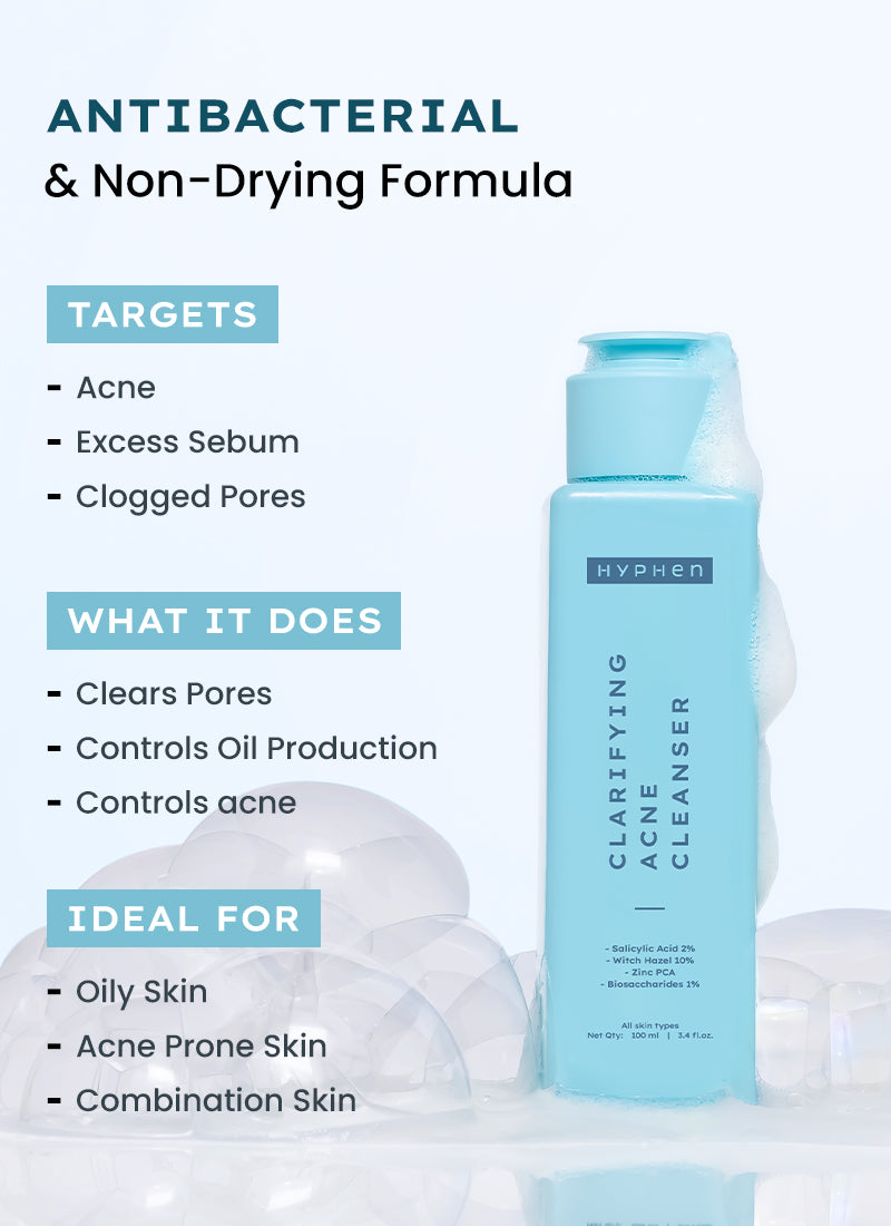 Clarifying Acne Cleanser with 2% Salicylic Acid| Face Wash for Acne Prone Skin - 100 ml