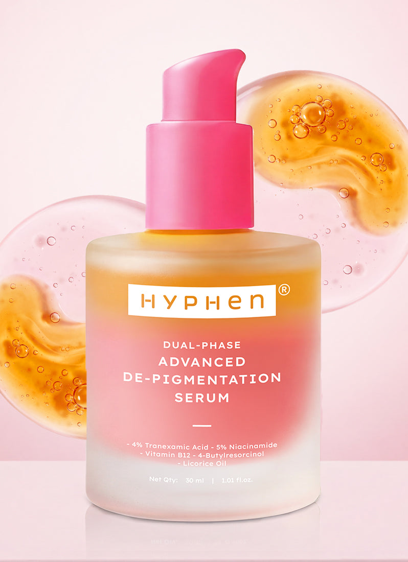 Hyphen Dual Phase Advanced De-Pigmentation Serum 30ml - front pack shot with 4% tranexamic acid and 5% niacinamide