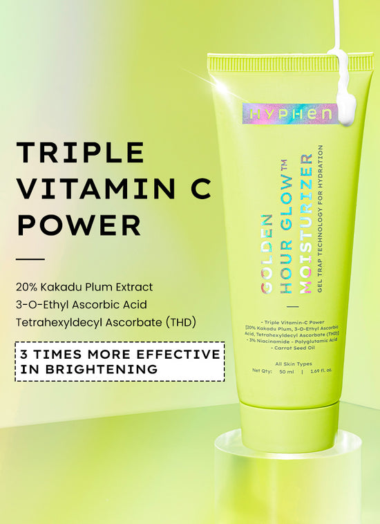 Hyphen Brightening Moisturizer with 20% Kakadu Plum (Vit C) - key ingredient breakdown infographic