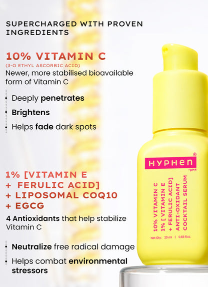 10% Vit C Serum with 1% Vit E & Ferulic Acid | Clinically Tested