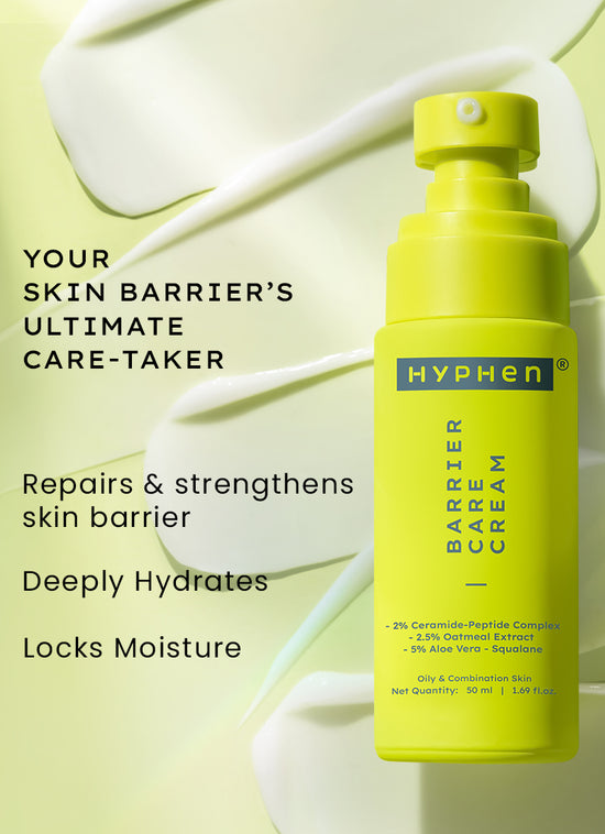Hyphen Barrier Repair Moisturizer with 2% Ceramide-Peptide Complex - key ingredient breakdown infographic