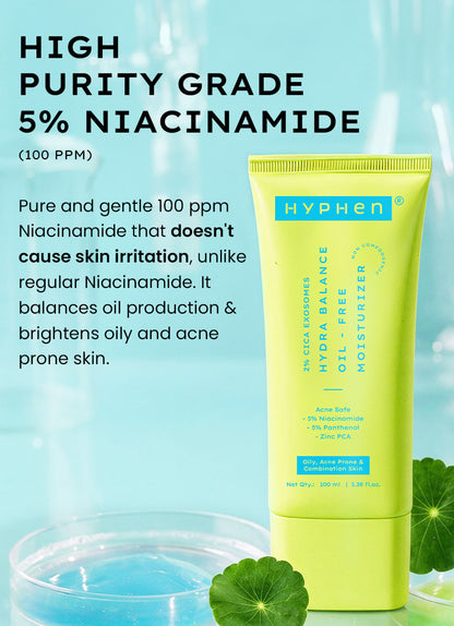 Hyphen 2% Cica Exosomes Oil-Free Moisturizer 100ml - high purity grade 5% niacinamide at 100 ppm explainer