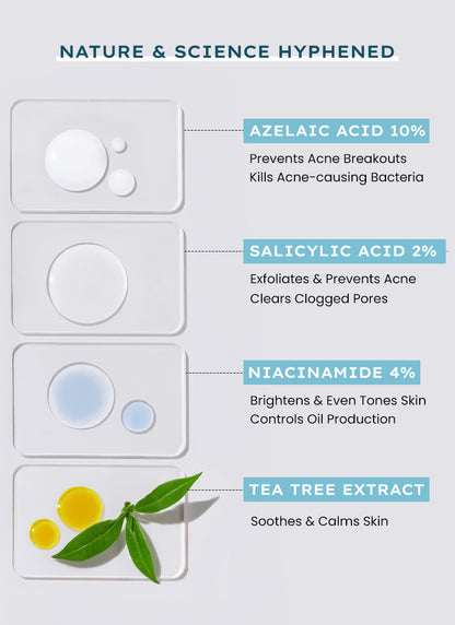 ANTI ACNE FACE SERUM WITH 10% AZELAIC ACID 2% SALICYLIC ACID & TEA TREE EXTRACT
