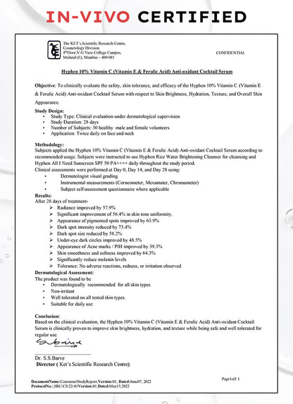 10% Vit C Serum with 1% Vit E & Ferulic Acid | Clinically Tested