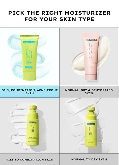Hyphen 2% Cica Exosomes Oil-Free Moisturizer 100ml - pick the right moisturizer by skin type comparison chart
