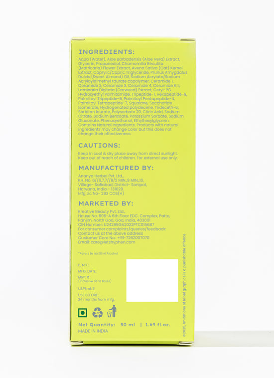 Hyphen Barrier Repair Moisturizer with 2% Ceramide-Peptide Complex - certifications and product safety credentials