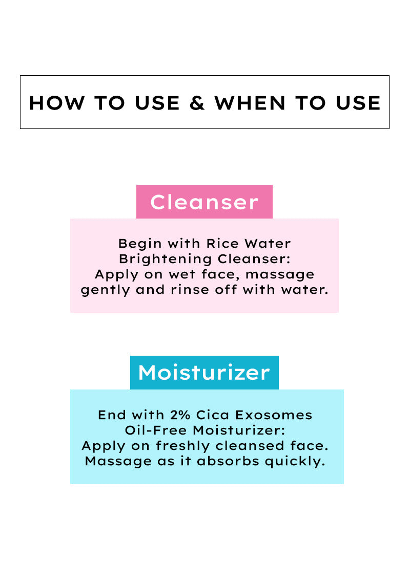 Hydration Duo: 2% Cica Exosomes Hydra Balance Oil - Free Moisturizer & Rice Water Brightening Cleanser