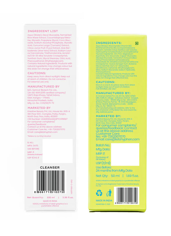 Hyphen Hydration Duo: 2% Cica Exosomes Hydra Balance Oil - Free Moisturizer & Rice Water Brightening Cleanser - product de...