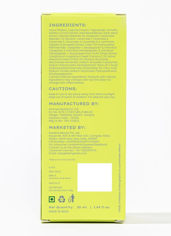 Hyphen Barrier Repair Moisturizer with 2% Ceramide-Peptide Complex - ingredient synergy and formulation chart