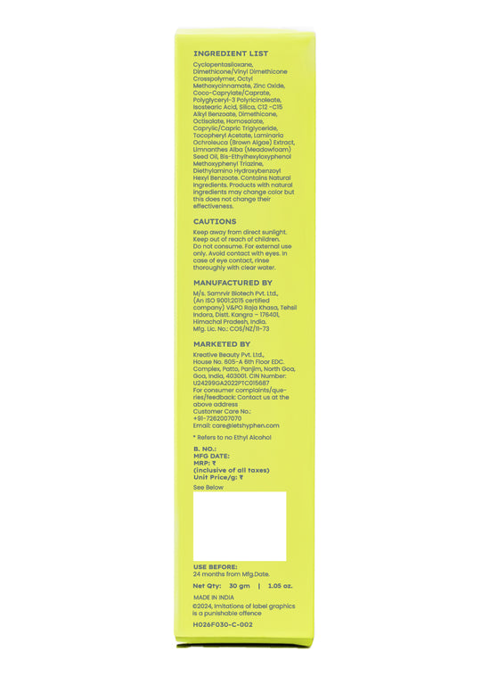 Hyphen Matte Max Velvet Touch Sunscreen SPF 70+ PA++++ - product detail image 11