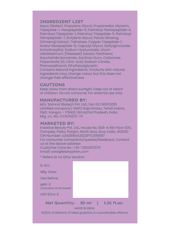Hyphen 10% peptide with 2% copper peptide face serum - product detail image 12