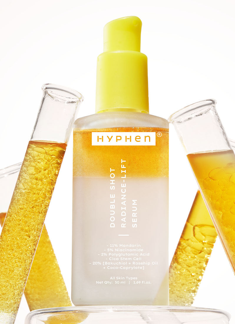 Hyphen Double Shot Radiance Lift Face Serum 50ml - front pack for dark spot correction