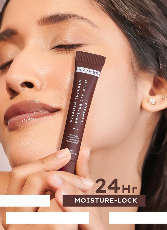 Hyphen VIP Vintage LIP Balm With 1% VIT E, 2% Squalane & Peptides - clinical results chart and benefit claims