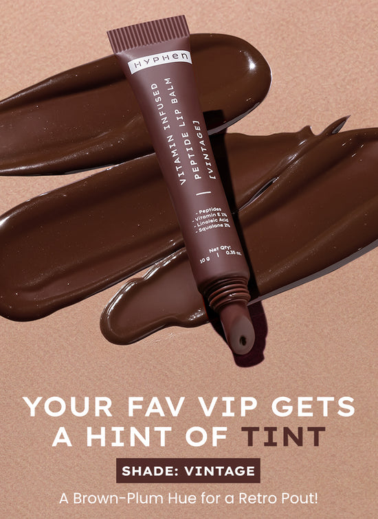 Hyphen VIP Vintage LIP Balm With 1% VIT E, 2% Squalane & Peptides - back-of-pack ingredients panel