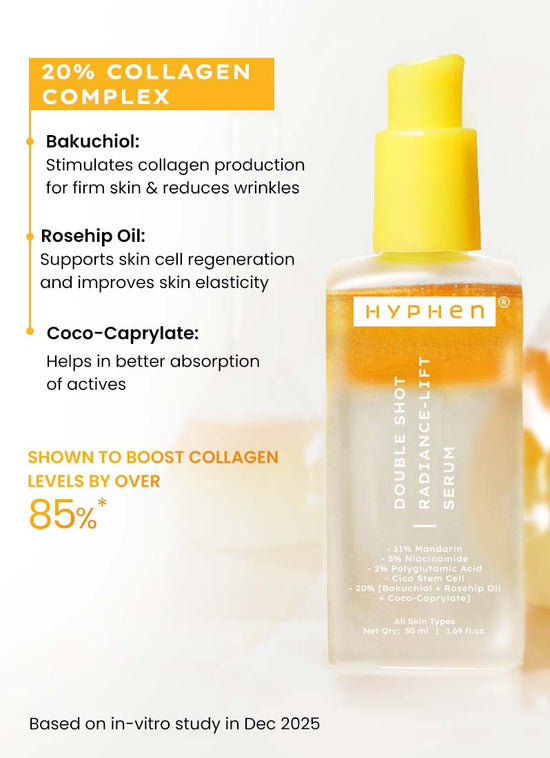 Hyphen Double Shot Radiance Lift Face Serum 50ml - niacinamide and alpha arbutin actives close-up