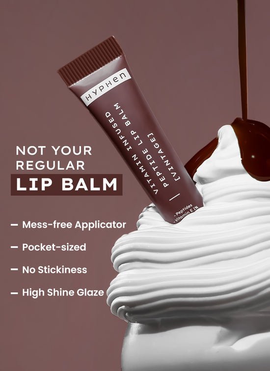 Hyphen VIP Vintage LIP Balm With 1% VIT E, 2% Squalane & Peptides - texture and finish demo
