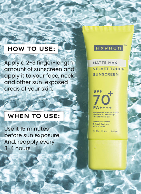 Hyphen Matte Max Velvet Touch Sunscreen SPF 70+ PA++++ - model application visual