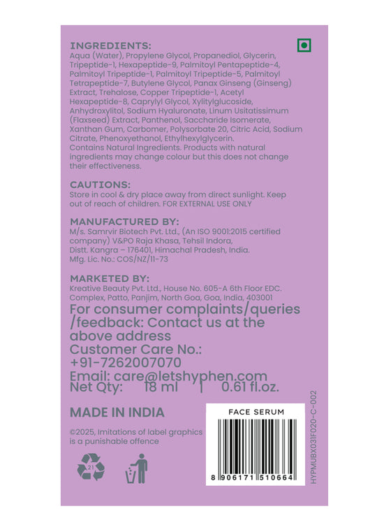 Hyphen 10% Peptide with 2% Copper Peptide Face Serum - model application visual