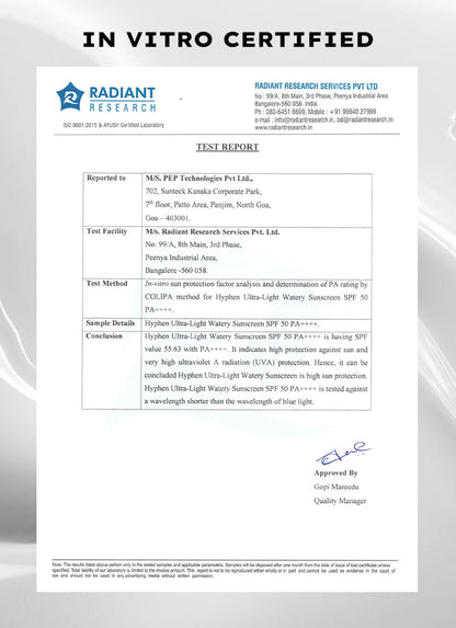 ULTRA LIGHT WATER SUNSCREEN SPF 50 PA ++++ | 50 ml