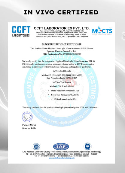 ULTRA LIGHT WATER SUNSCREEN SPF 50 PA ++++ | 50 ml