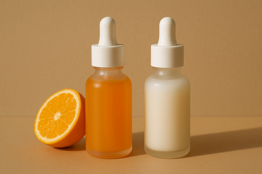Vitamin C serum and niacinamide serum side by side comparison