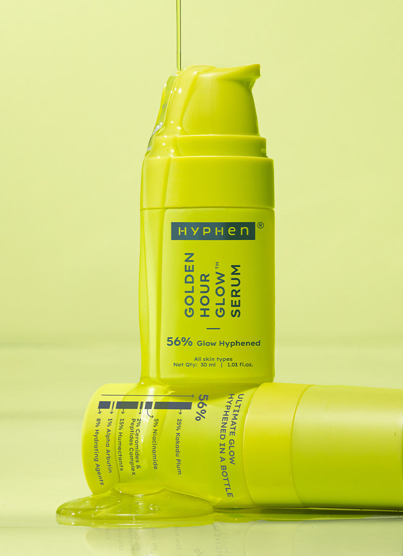 Hyphen Golden Hour Glow Serum 30ml - front pack with 5% niacinamide and 1% alpha arbutin
