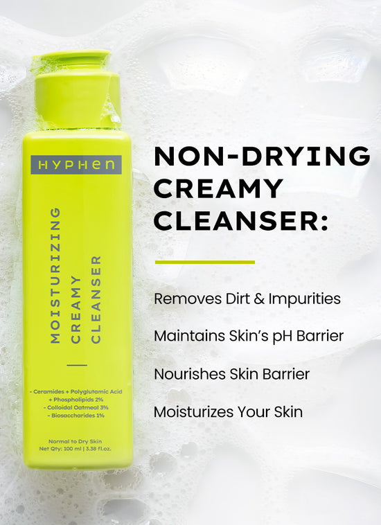 Hyphen Moisturizing Cream Cleanser With Ceramides For Dry Skin - back-of-pack ingredients panel