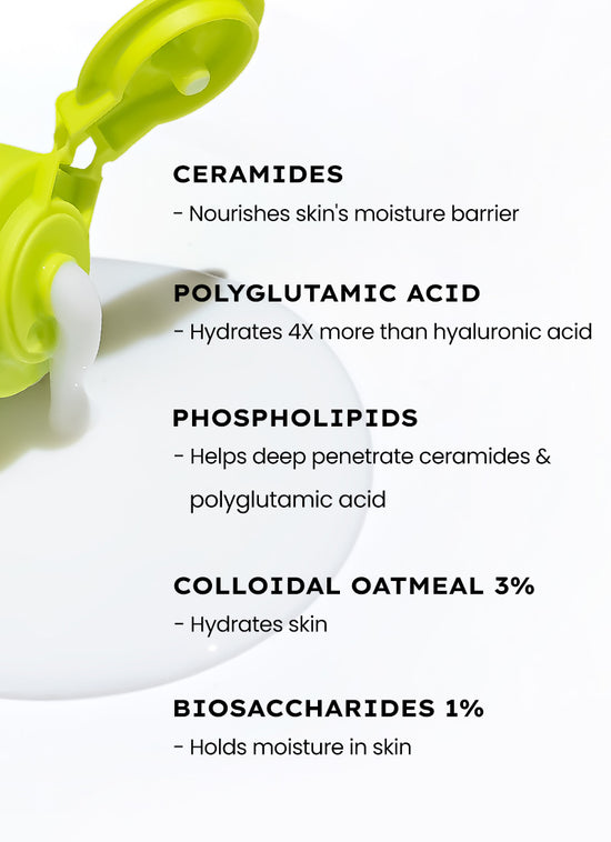 Hyphen Moisturizing Cream Cleanser With Ceramides For Dry Skin - clinical results chart and benefit claims
