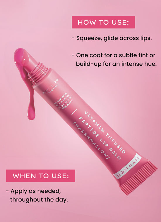 Hyphen VIP Marshmallow LIP Balm With 1% VIT E, 2% Squalane & Peptides - ingredient synergy and formulation chart