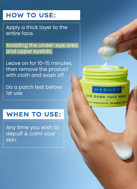Hyphen ICE Dunk Cooling Face Mask 31% Cooling Actives - model application visual