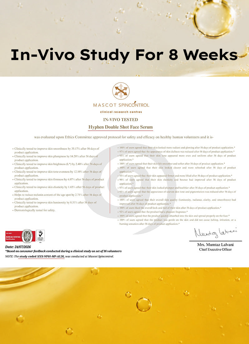 Hyphen Double Shot Radiance Lift Face Serum 50ml - in vivo eight week clinical efficacy certificate, Mascot Spincontrol