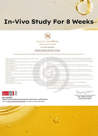 Hyphen Double Shot Radiance Lift Face Serum 50ml - in vivo eight week clinical efficacy certificate, Mascot Spincontrol